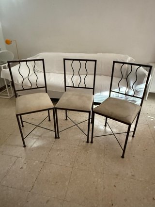 Lote 3 sillas forja para retapizar