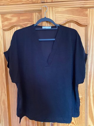 Blusa manga corta negra talla L