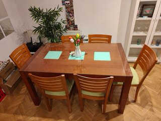 Conjunto mesa extensible y sillas madera