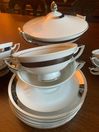 Servizio vintage consommé 6 tazze con zuppiera