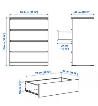 Cómoda Malm Ikea 4 cajones