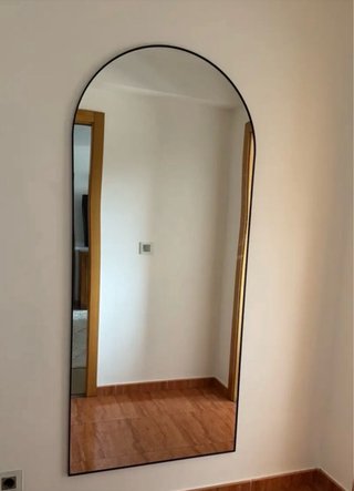 Espejo grande arco metálico negro 180x80