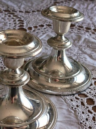 Coppia portacandele vintage silverplated