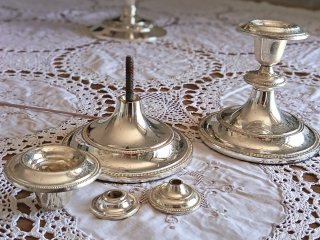 Coppia portacandele vintage silverplated