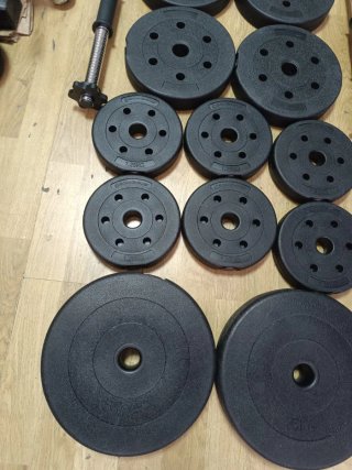 Lote Mancuernas y 27.5kg Pesas