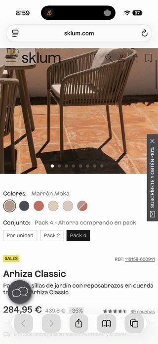 Conjunto mesa y 4 sillas terraza