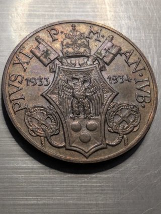 Vaticano 10 céntimos 1933 Bronce