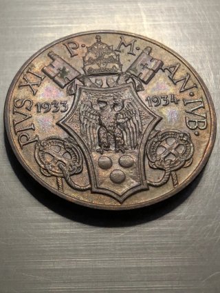 Vaticano 10 céntimos 1933 Bronce