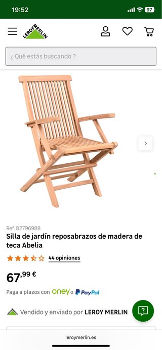 2 Sillas Teca Exterior completamente nuevas