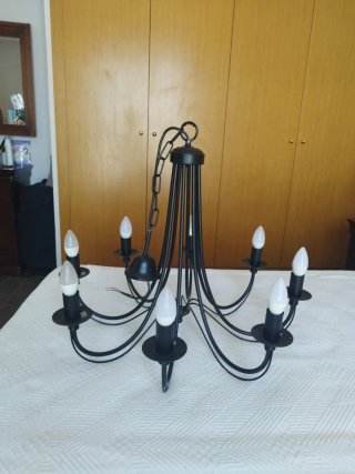 Lámpara araña metal negra 45 cm diámetro