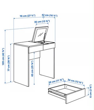 Tocador IKEA BRIMNES Blanco Espejo Oculto
