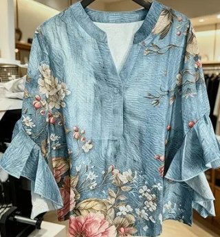 Blusa floral manga acampanada