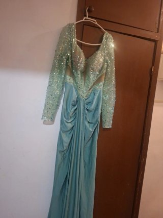Vestido fiesta verde lentejuelas