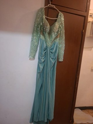 Vestido fiesta verde lentejuelas