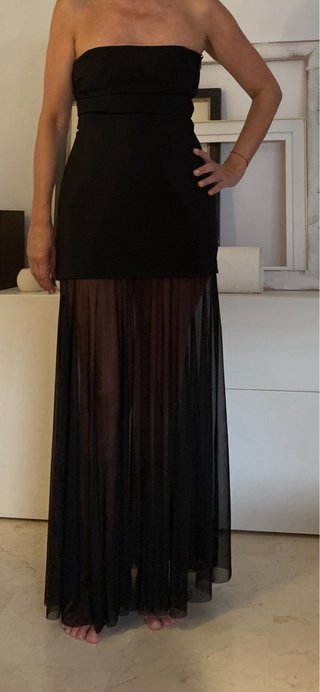 Vestido palabra de honor largo negro