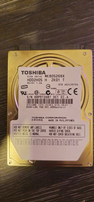 Playstation 3 - Disco Duro Toshiba MK8052GSX 80GB