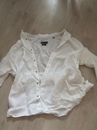 Camisa Massimo Dutti Blanca Lino