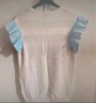 T-shirt Blumarine bianca con maniche azzurre