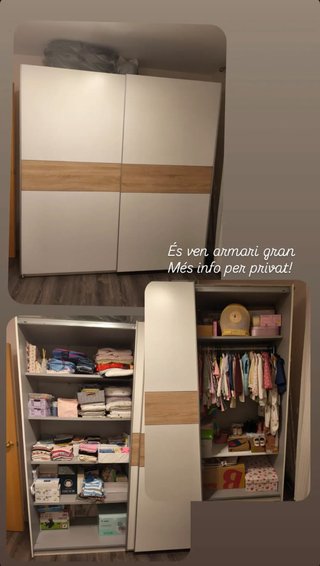 Armario 2 puertas correderas madera y metal