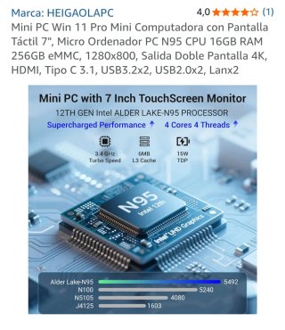 HEIGAOLAPC Mini PC F9B con Schermo Touch