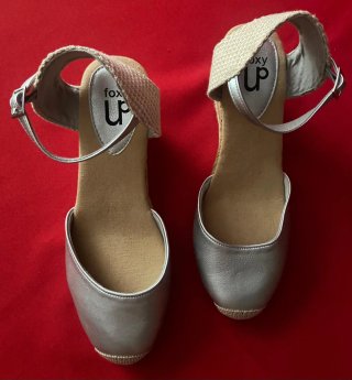 Fox Up Cuñas Esparto Beige y Plata Talla 38
