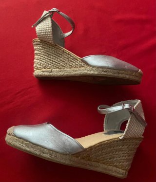Fox Up Cuñas Esparto Beige y Plata Talla 38