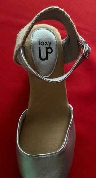 Fox Up Cuñas Esparto Beige y Plata Talla 38
