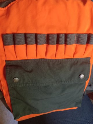 Chaleco de caza reversible verde y naranja