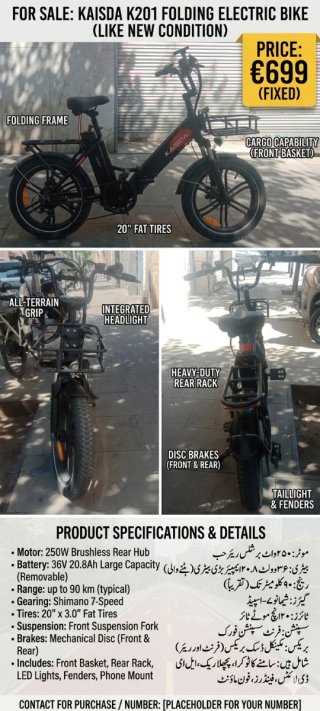 Bici Eléctrica Kaisda K201 Plegable