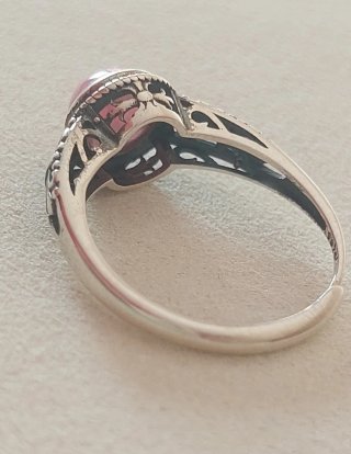Anillo Plata Ajustable Rodocrosita Natural Rosa