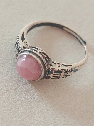 Anillo Plata Ajustable Rodocrosita Natural Rosa