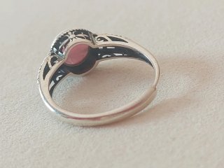 Anillo Plata Ajustable Rodocrosita Natural Rosa