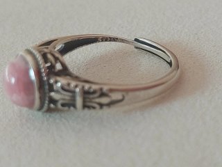 Anillo Plata Ajustable Rodocrosita Natural Rosa