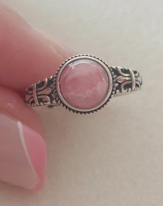 Anillo Plata Ajustable Rodocrosita Natural Rosa