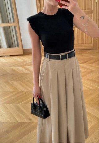Vestido combinado con Cinturón zara