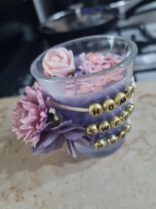 Candela decorata Home Sweet Home
