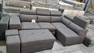 Sofá cama chaise longue gris 3 pufs
