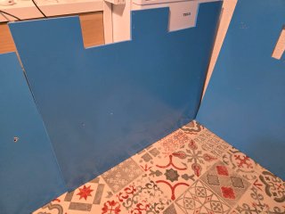 Cabecero infantil de madera azul