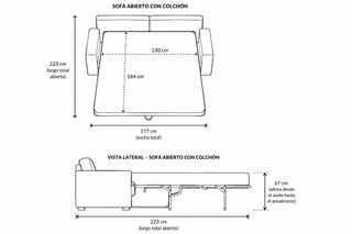 Sofá cama pana beige 2/3 plazas