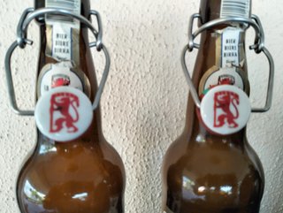 Lotto di 2 Vecchie Bottiglie di Birra Löwenbräu Zürich