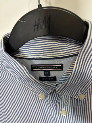 Camisa Tommy Hilfiger Rayas Azul/Blanco 2XL