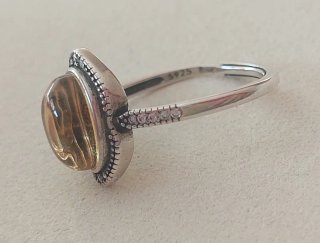 Anillo pura Plata s925 Citrino Natural Ajustable