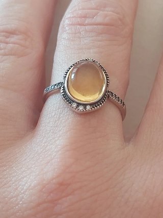 Anillo pura Plata s925 Citrino Natural Ajustable