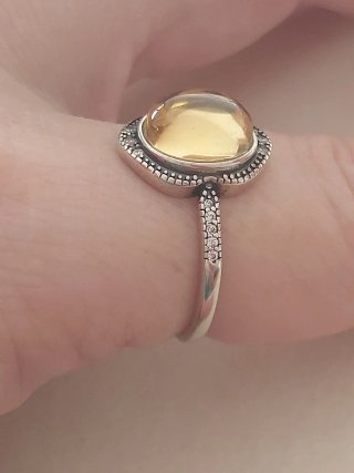 Anillo pura Plata s925 Citrino Natural Ajustable