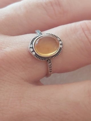 Anillo pura Plata s925 Citrino Natural Ajustable