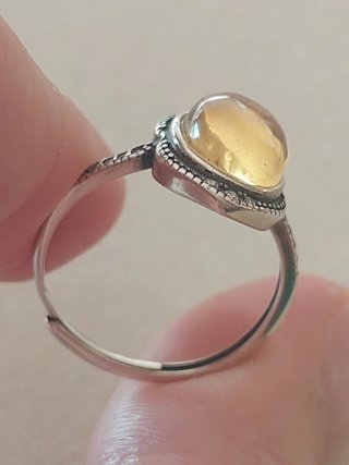 Anillo pura Plata s925 Citrino Natural Ajustable
