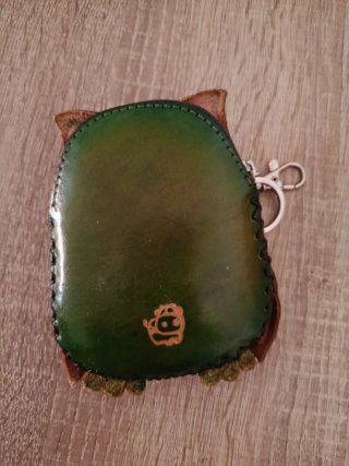 Monedero/ Llavero Búho Cuero