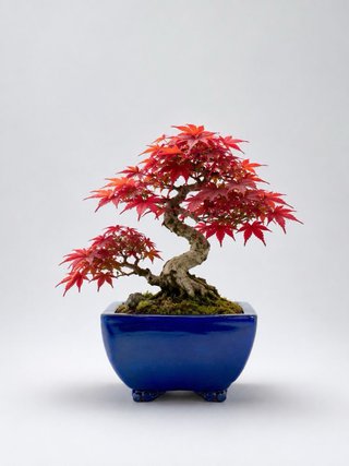 Maceta bonsai azul cerámica cuadrada