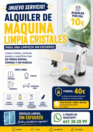 Alquiler Máquina Limpia Cristales Kärcher- 10€/dia