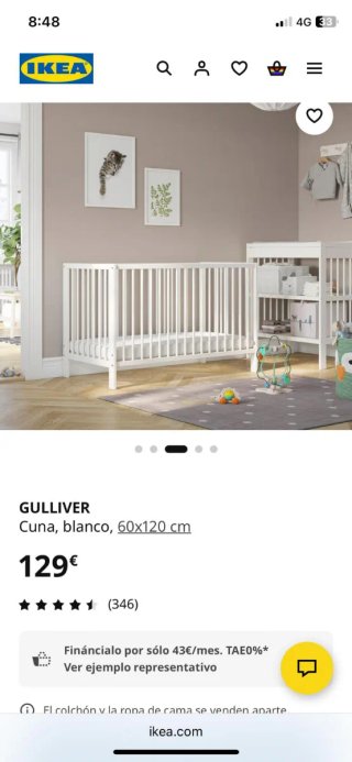 Cuna GULLIVER IKEA blanca 60x120 cm